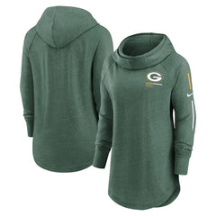 Green Bay Packers Women's Minimal Statement Lightweight Raglan Funnel Neck Pullover Hoodie | NFL Discount