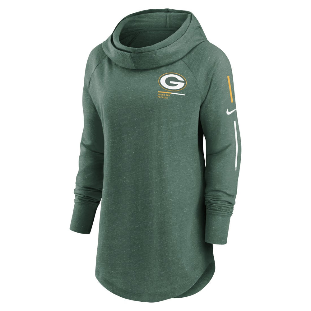 Green Bay Packers Women's Minimal Statement Lightweight Raglan Funnel Neck Pullover Hoodie | NFL Discount