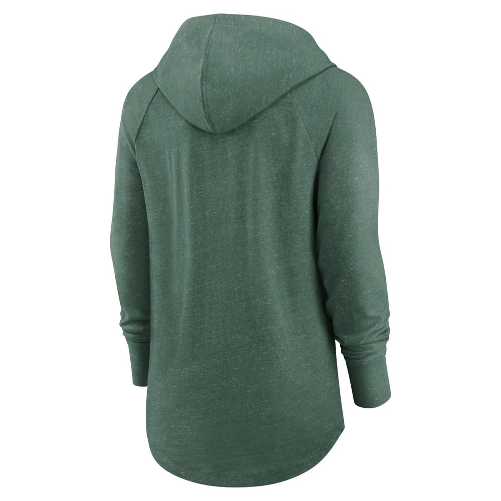 Green Bay Packers Women's Minimal Statement Lightweight Raglan Funnel Neck Pullover Hoodie | NFL Discount