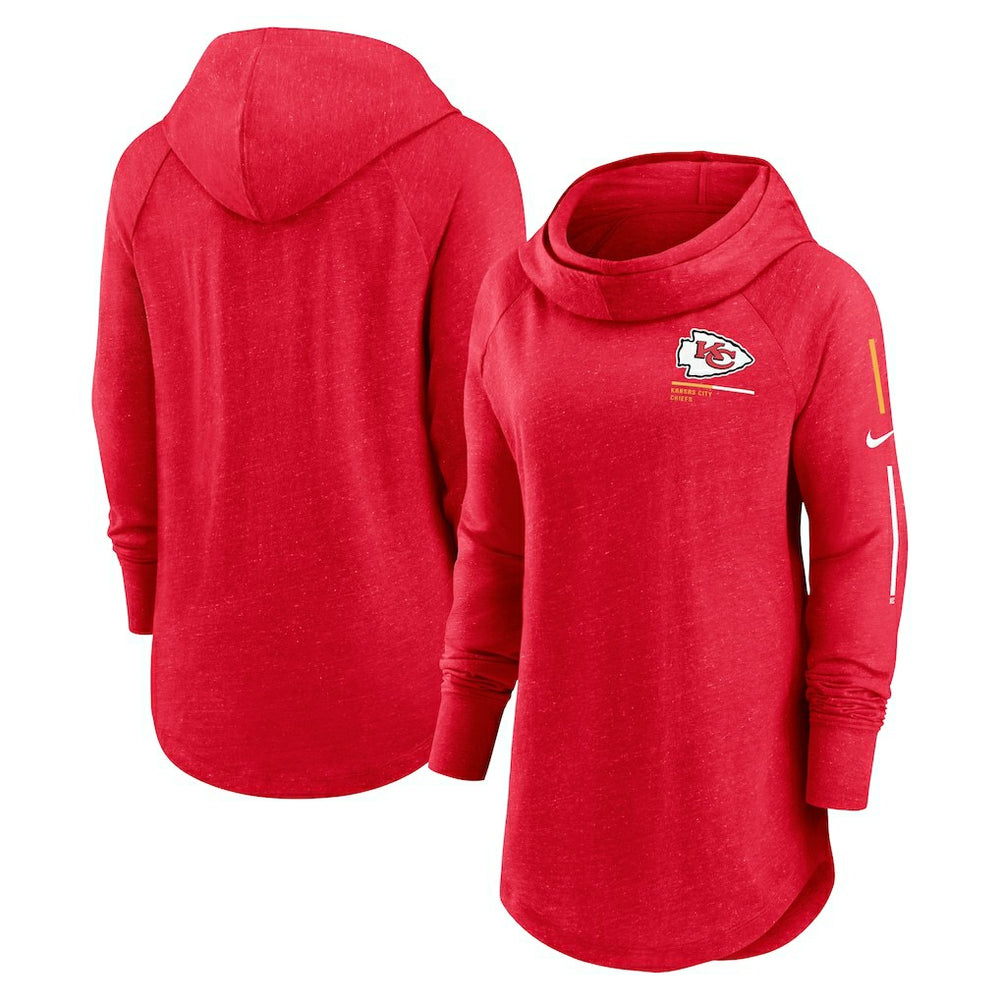 Kansas City Chiefs Women's Minimal Statement Lightweight Raglan Funnel Neck Pullover Hoodie | NFL Near me