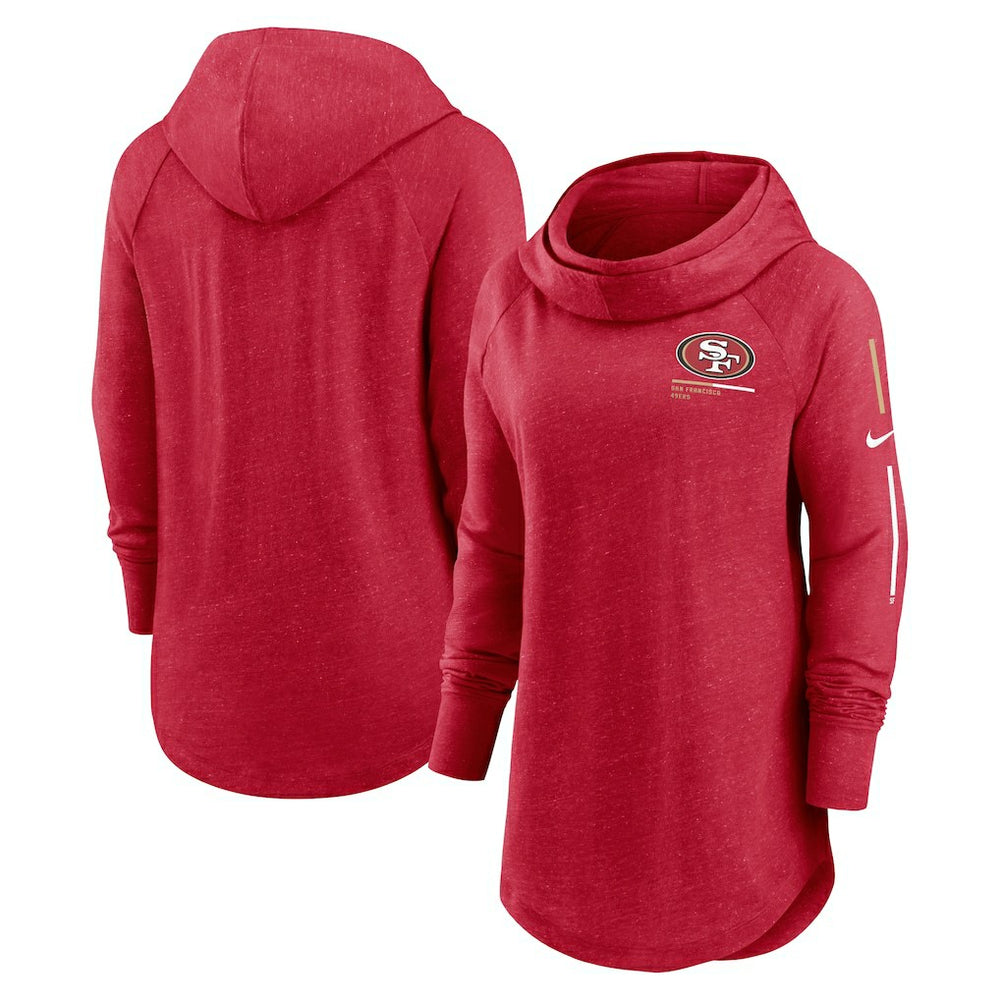 San Francisco 49ers Women's Minimal Statement Lightweight Raglan Funnel Neck Pullover Hoodie | NFL Sale
