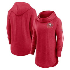San Francisco 49ers Women's Minimal Statement Lightweight Raglan Funnel Neck Pullover Hoodie | NFL Sale