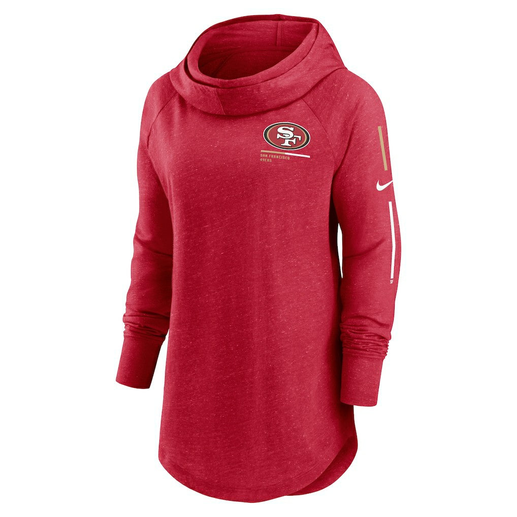 San Francisco 49ers Women's Minimal Statement Lightweight Raglan Funnel Neck Pullover Hoodie | NFL Sale