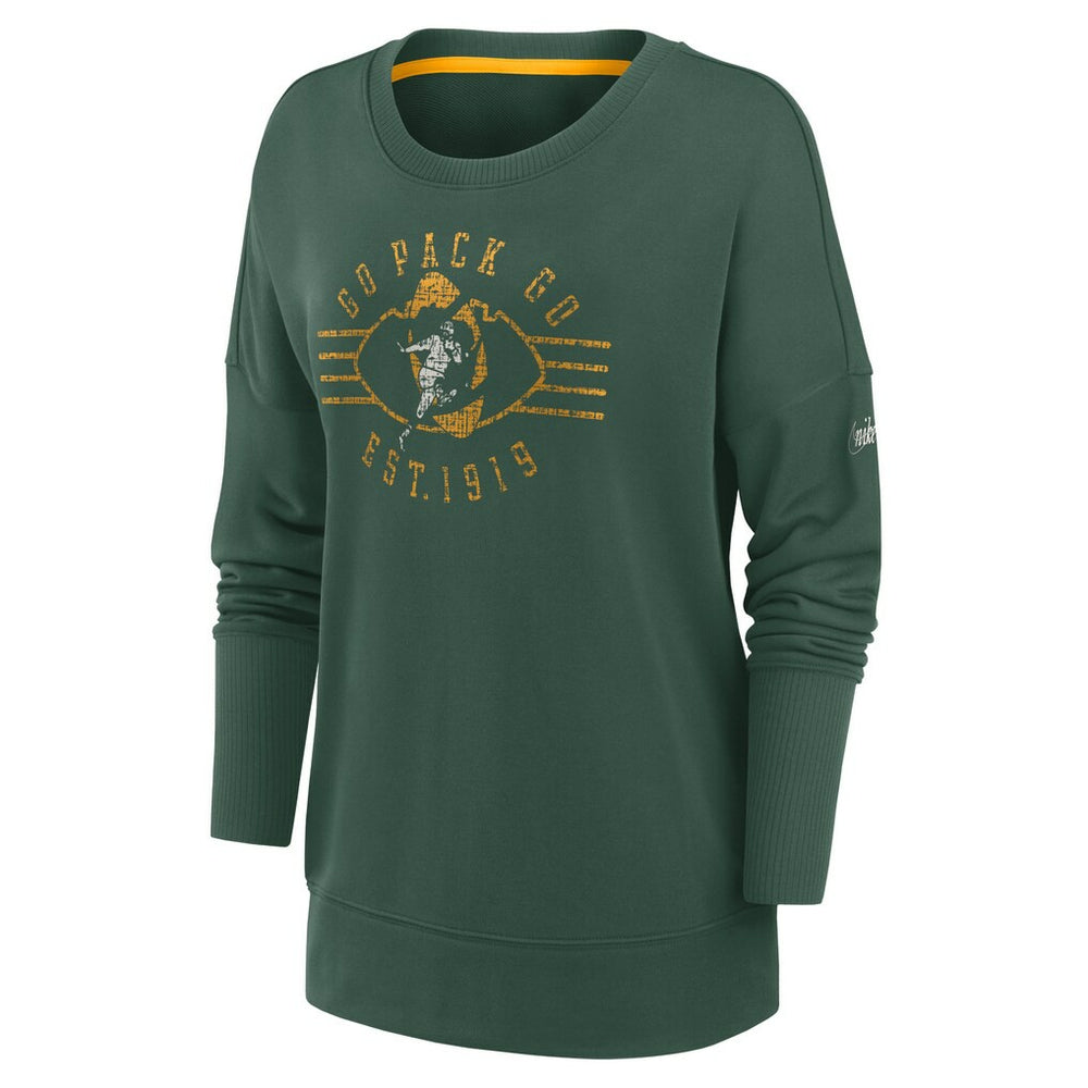 Green Bay Packers Women's Rewind Playback Icon Performance Pullover Sweatshirt | NFL Discount
