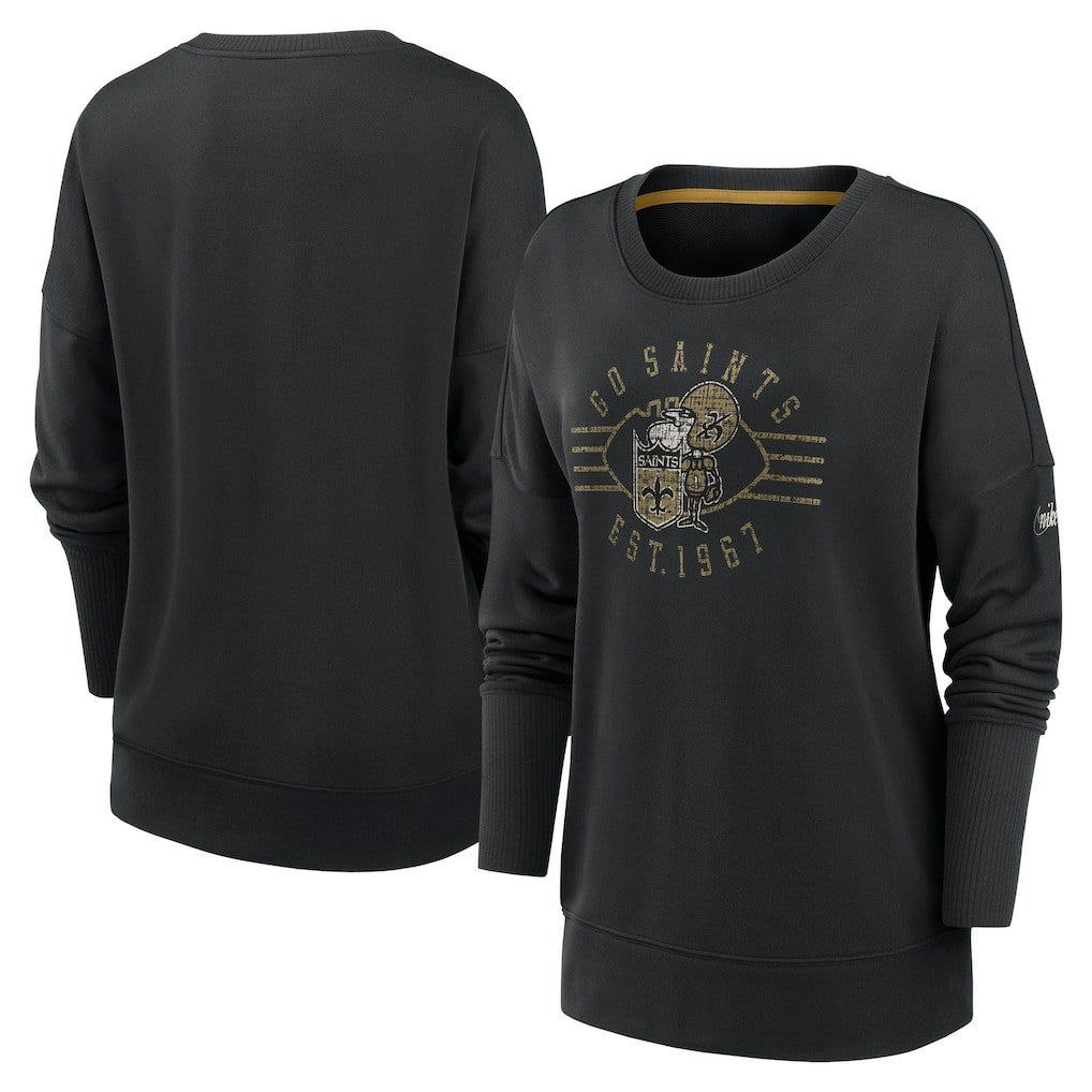 New Orleans Saints Women's Rewind Playback Icon Performance Pullover Sweatshirt | NFL Online