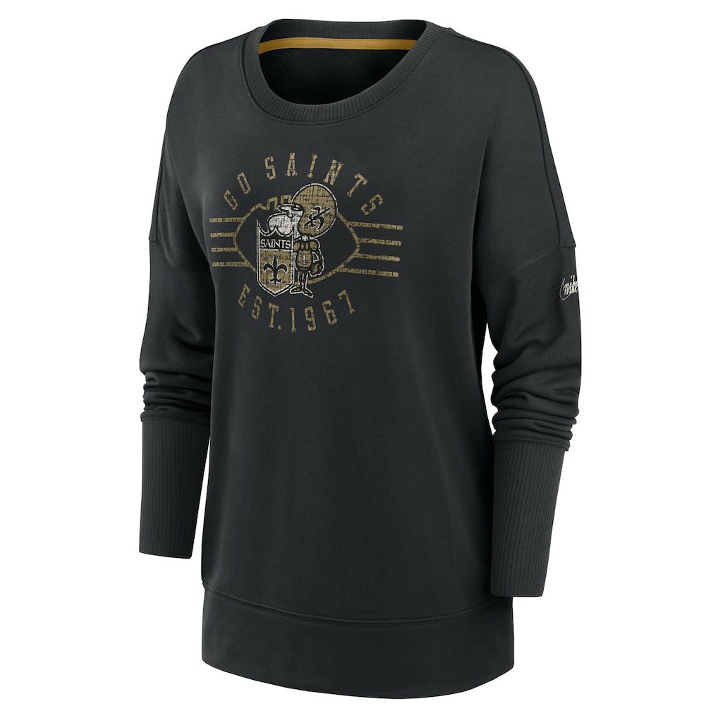 New Orleans Saints Women's Rewind Playback Icon Performance Pullover Sweatshirt | NFL Online