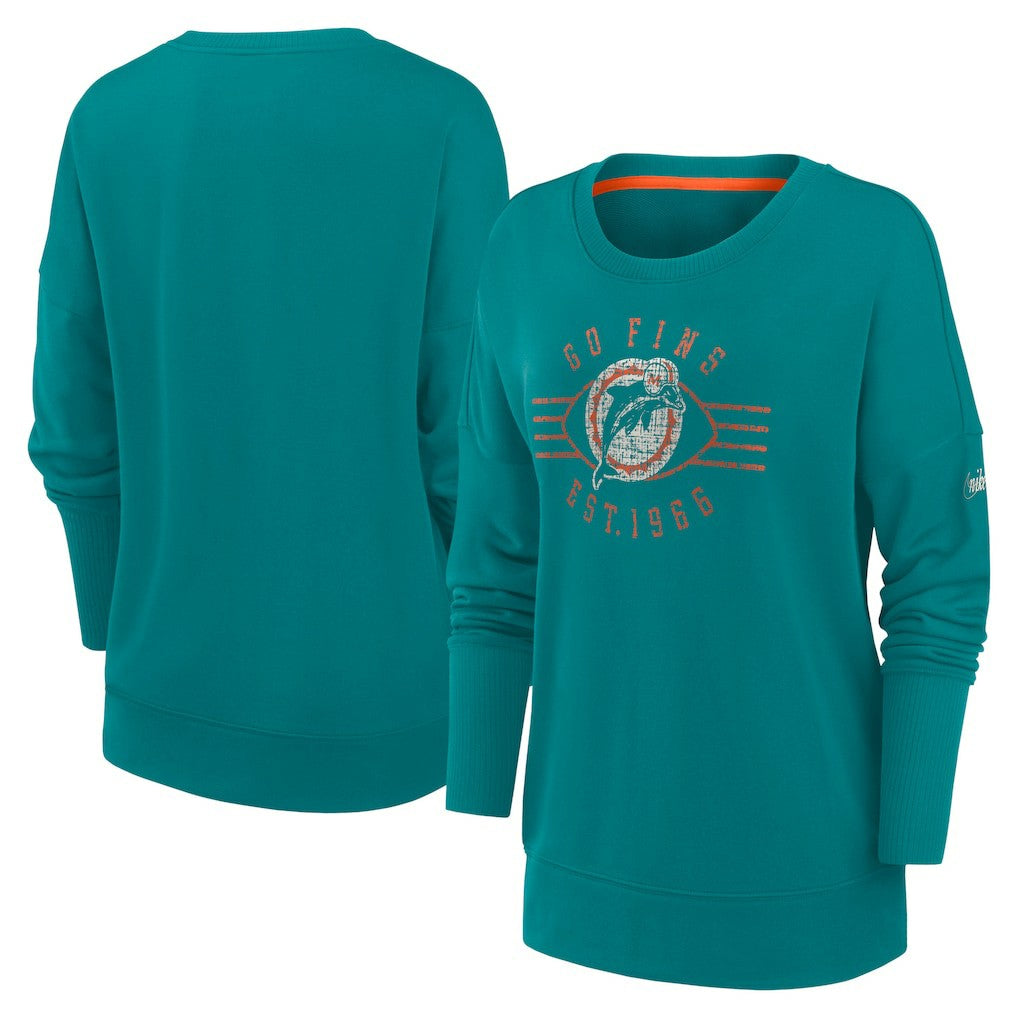 Miami Dolphins Women's Rewind Playback Icon Performance Pullover Sweatshirt | NFL Sale