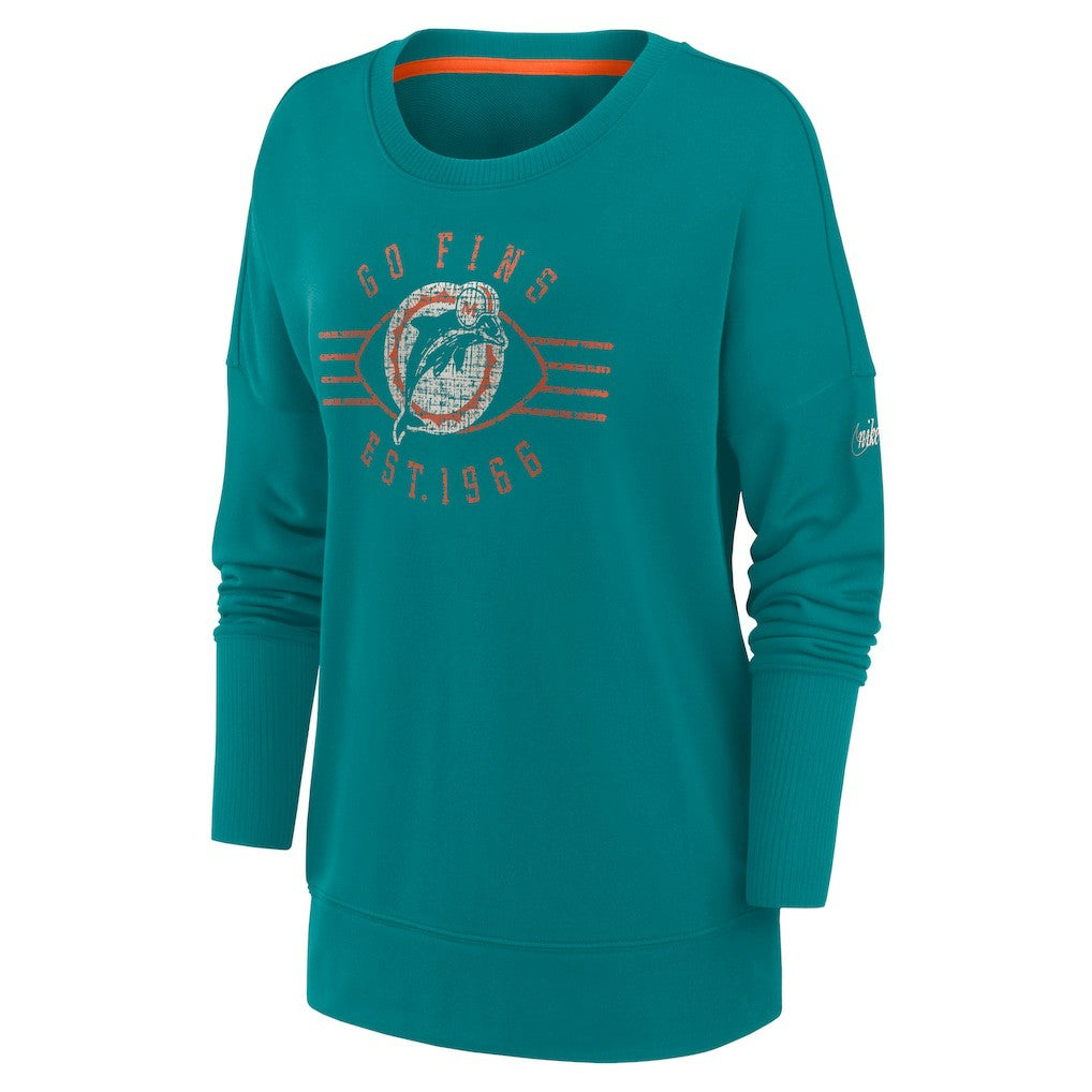 Miami Dolphins Women's Rewind Playback Icon Performance Pullover Sweatshirt | NFL Sale