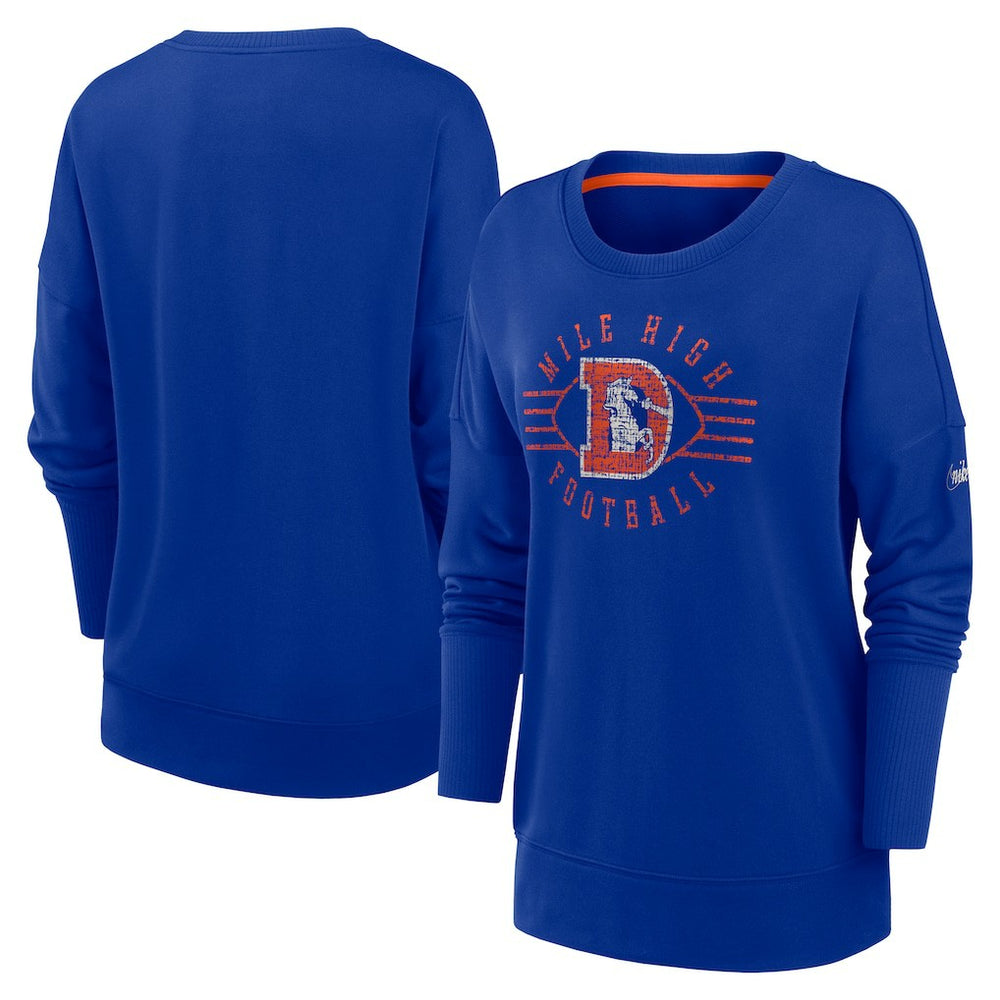 Denver Broncos Women's Rewind Playback Icon Performance Pullover Sweatshirt | NFL Sale