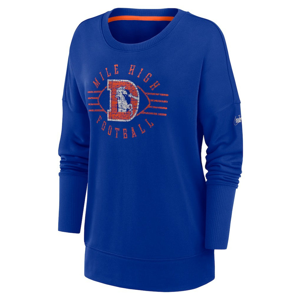 Denver Broncos Women's Rewind Playback Icon Performance Pullover Sweatshirt | NFL Sale