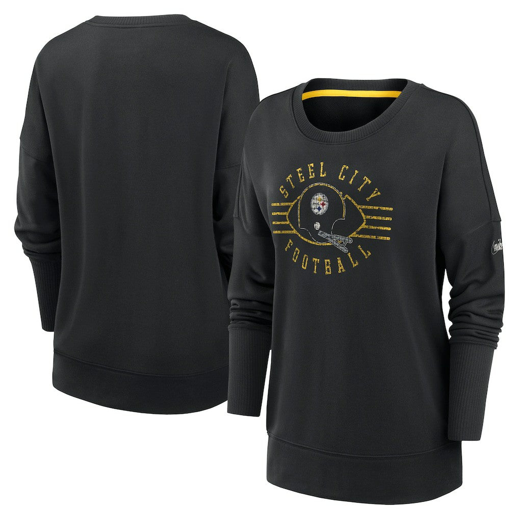 Pittsburgh Steelers Women's Rewind Playback Icon Performance Pullover Sweatshirt | NFL Discount