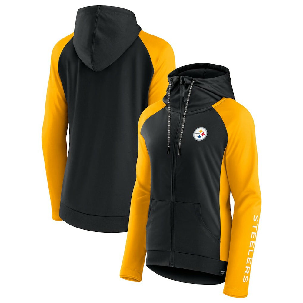 Pittsburgh Steelers Women's End Around Lightweight Raglan Full-Zip Hoodie Jacket | NFL Hot