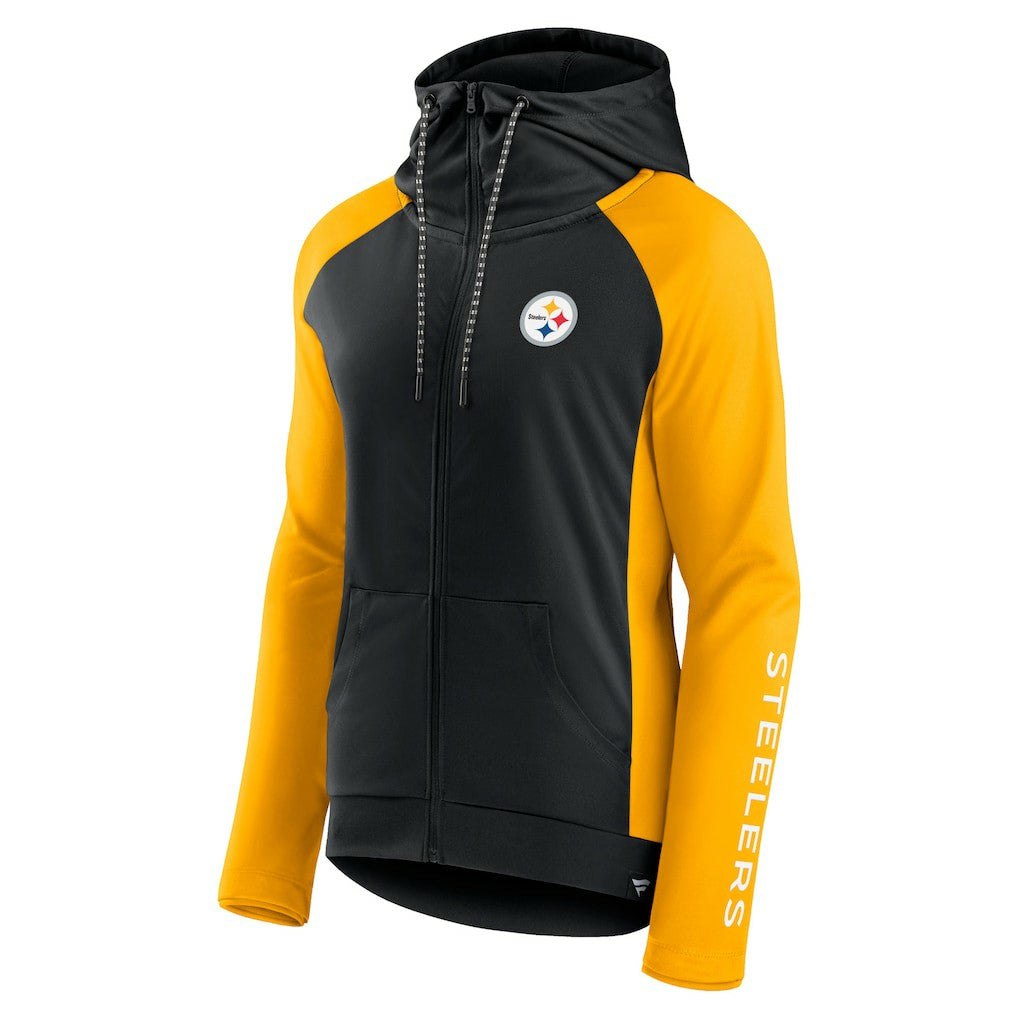 Pittsburgh Steelers Women's End Around Lightweight Raglan Full-Zip Hoodie Jacket | NFL Hot