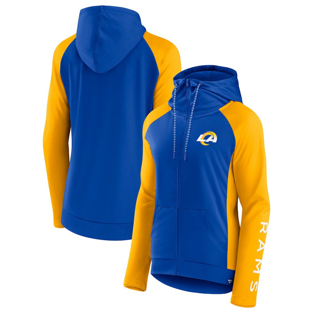 Los Angeles Rams Women's End Around Lightweight Raglan Full-Zip Hoodie Jacket | NFL US