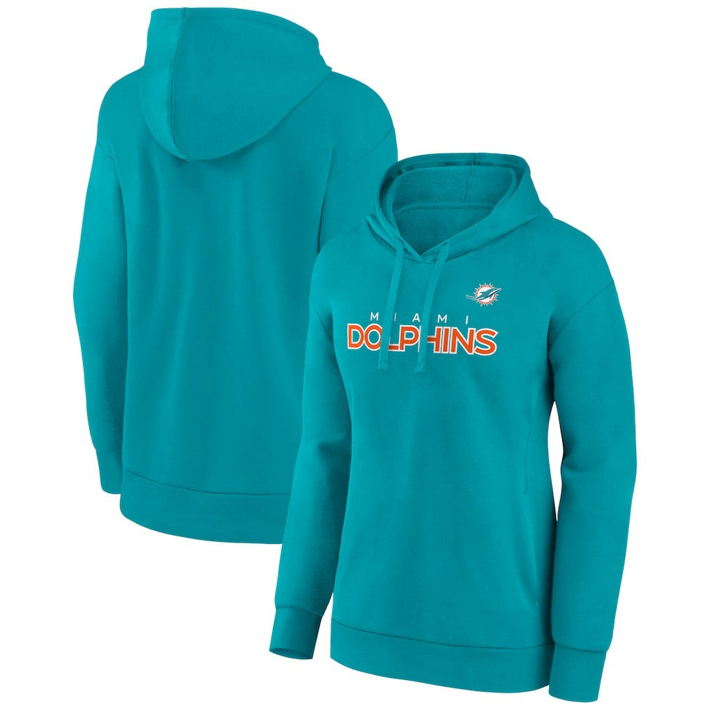 Miami Dolphins Women's Iconic Cotton Fleece Checklist Pullover Hoodie | NFL New
