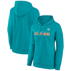 Miami Dolphins Women's Iconic Cotton Fleece Checklist Pullover Hoodie | NFL New
