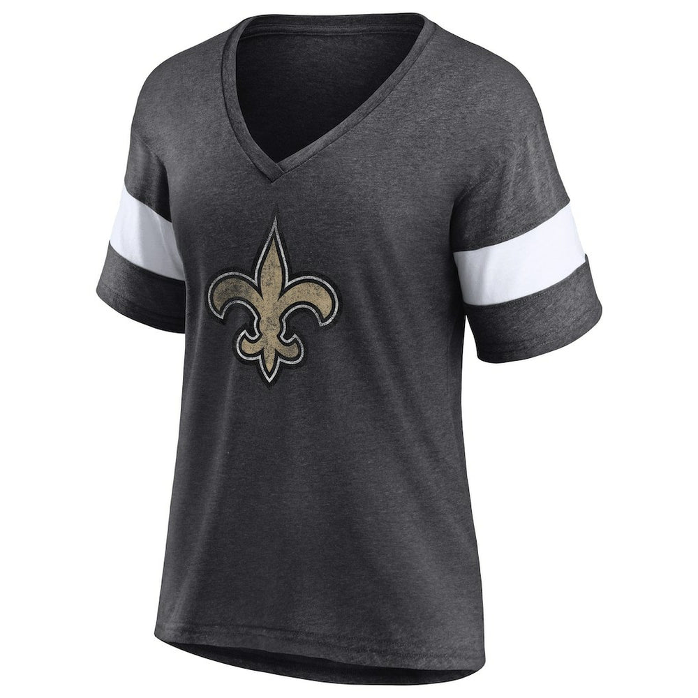 New Orleans Saints Women's Distressed Team Tri-Blend V-Neck T-Shirt | NFL US