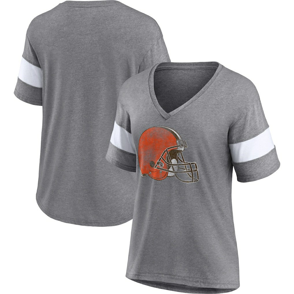 Cleveland Browns Women's Distressed Team Tri-Blend V-Neck T-Shirt | NFL US