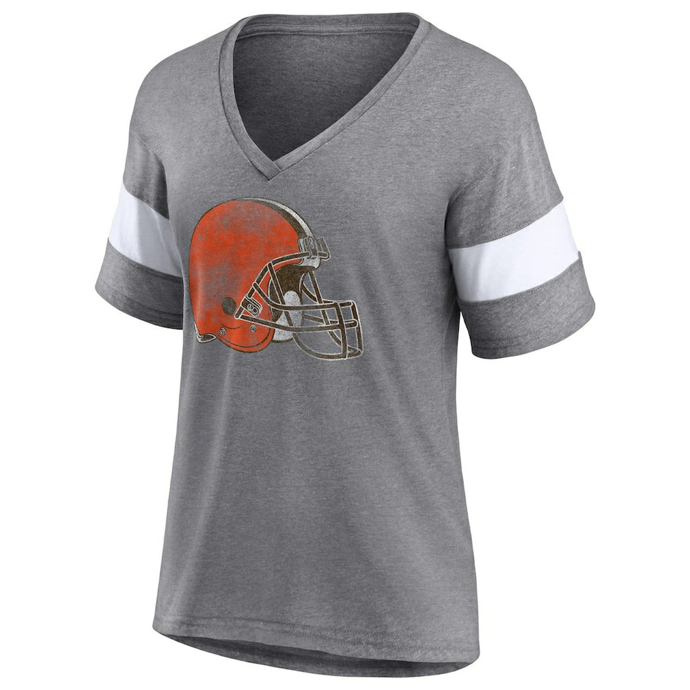 Cleveland Browns Women's Distressed Team Tri-Blend V-Neck T-Shirt | NFL US
