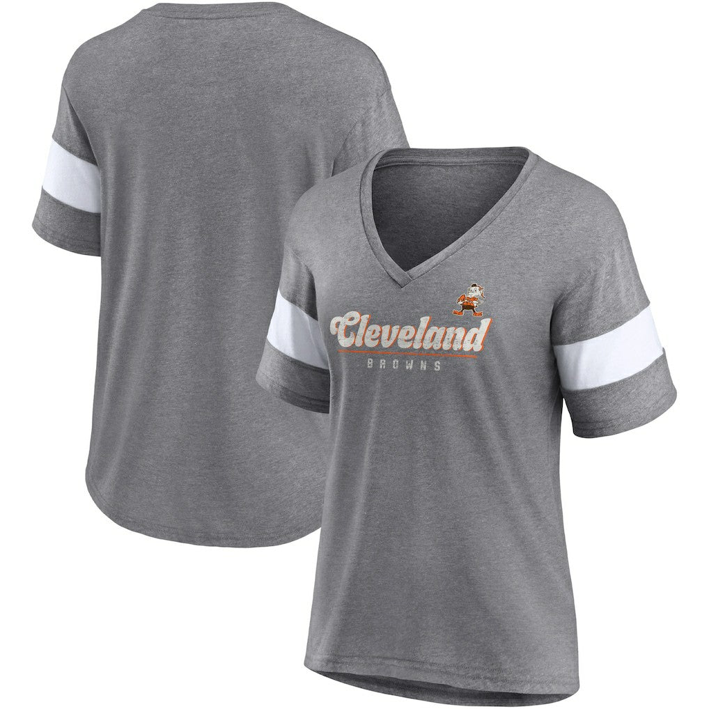 Cleveland Browns Women's Give It All Half-Sleeve Tri-Blend V-Neck T-Shirt | NFL Near me