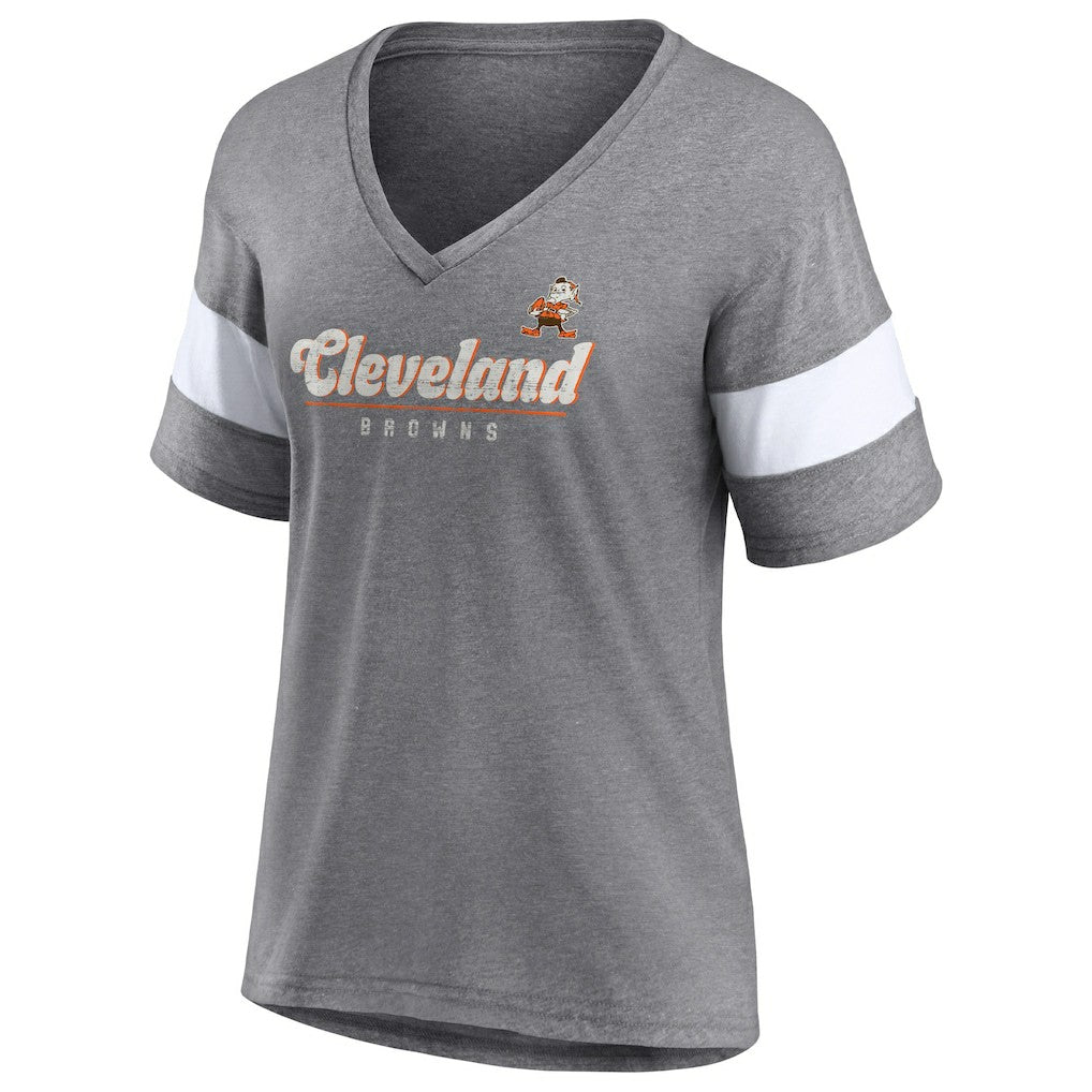 Cleveland Browns Women's Give It All Half-Sleeve Tri-Blend V-Neck T-Shirt | NFL Near me