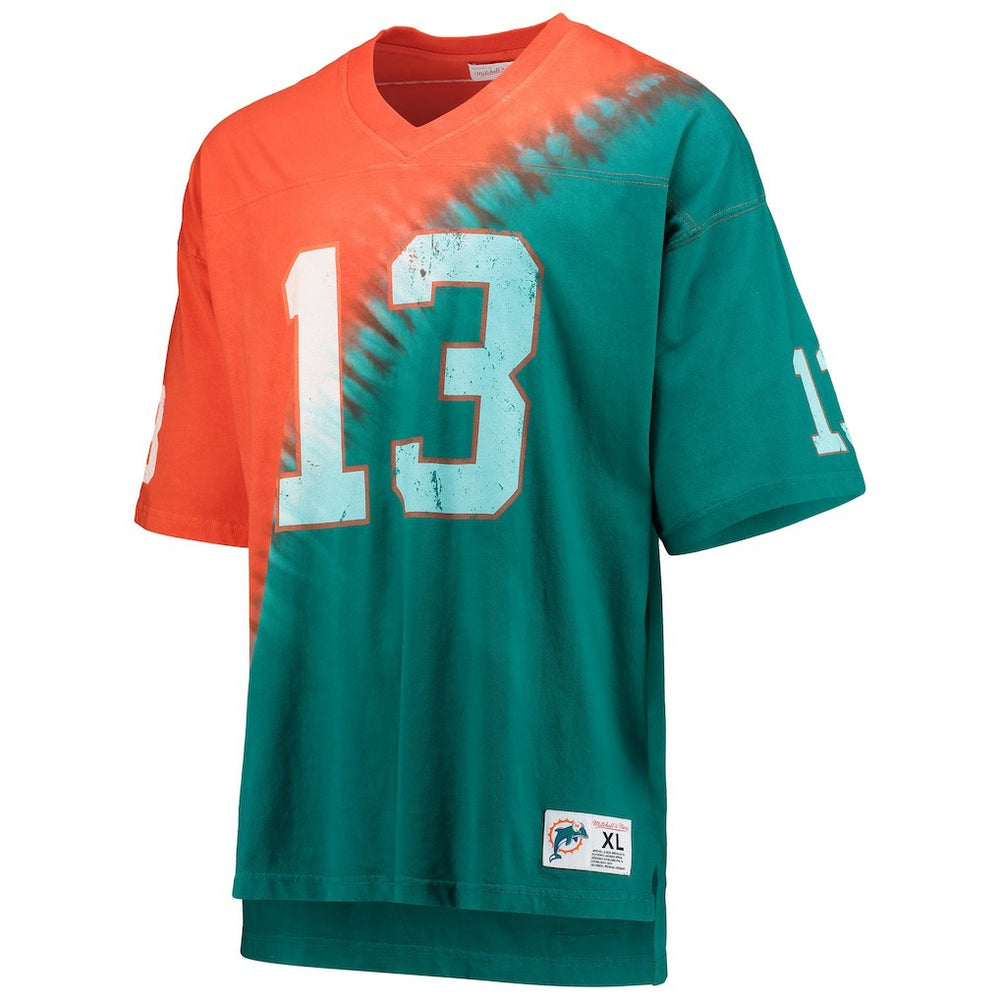 Miami Dolphins Dan Marino  Retired Player Name & Number Diagonal Tie-Dye V-Neck T-Shirt | NFL Near me