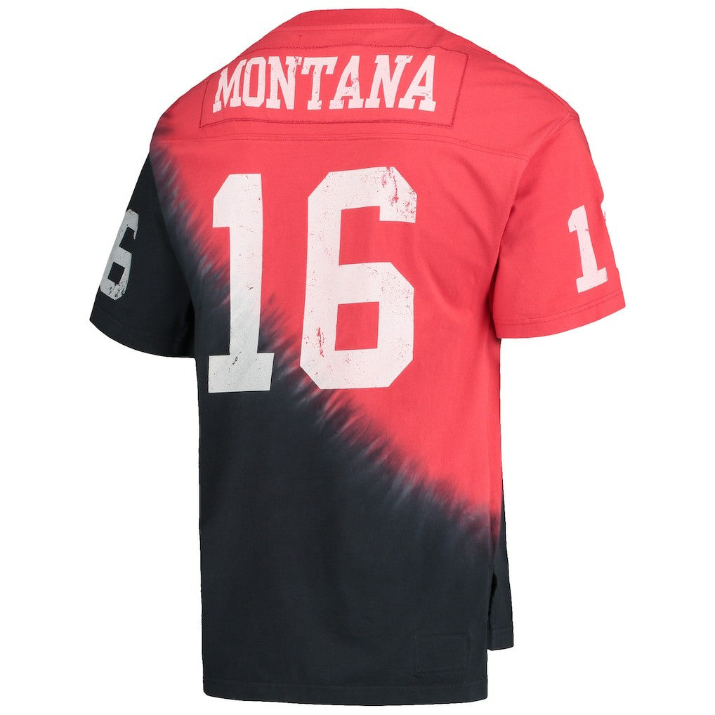 San Francisco 49ers Joe Montana  Retired Player Name & Number Diagonal Tie-Dye V-Neck T-Shirt | NFL Near me