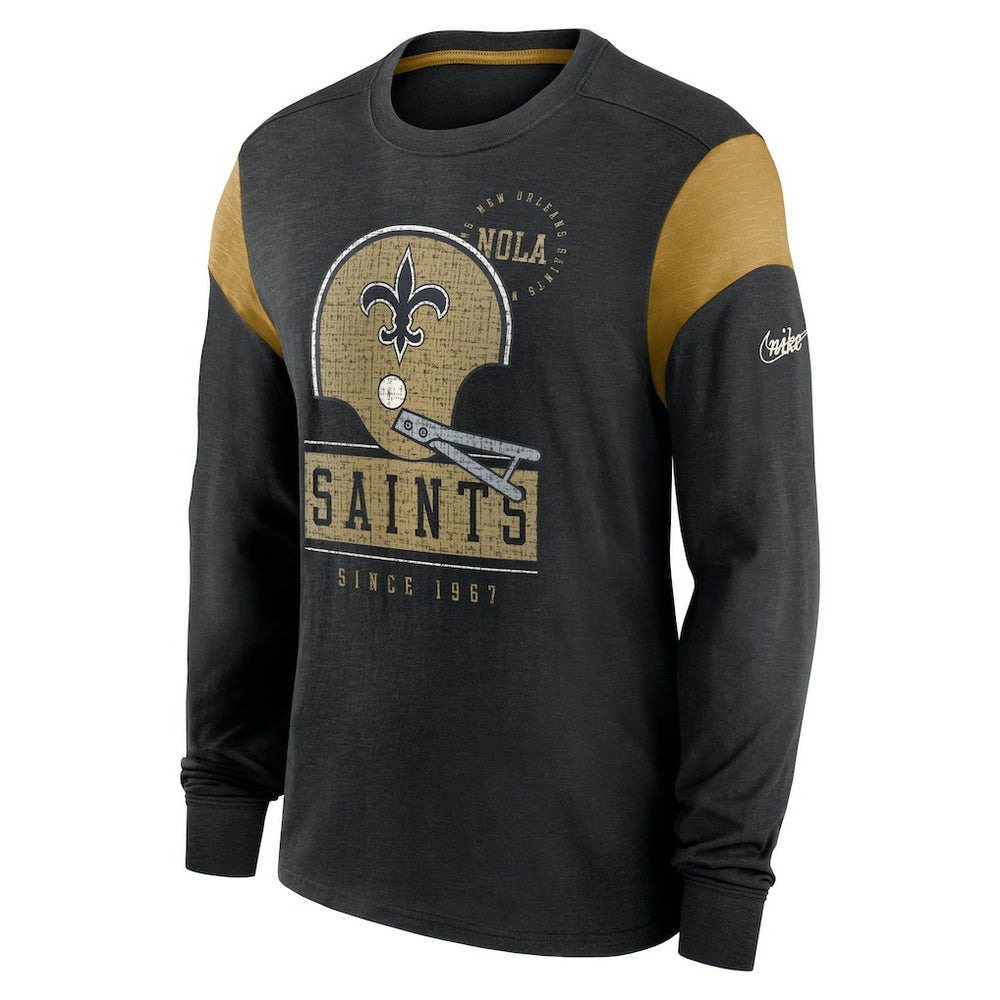 New Orleans Saints Rewind Playback Helmet Long Sleeve T-Shirt | NFL Outlet