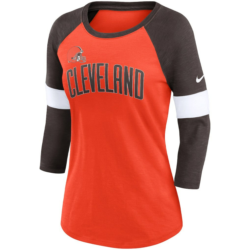 Cleveland Browns Women's Football Pride Slub 3/4 Raglan Sleeve T-Shirt | NFL Sale