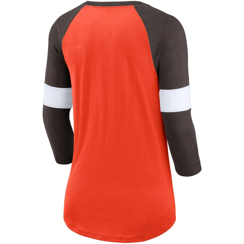 Cleveland Browns Women's Football Pride Slub 3/4 Raglan Sleeve T-Shirt | NFL Sale