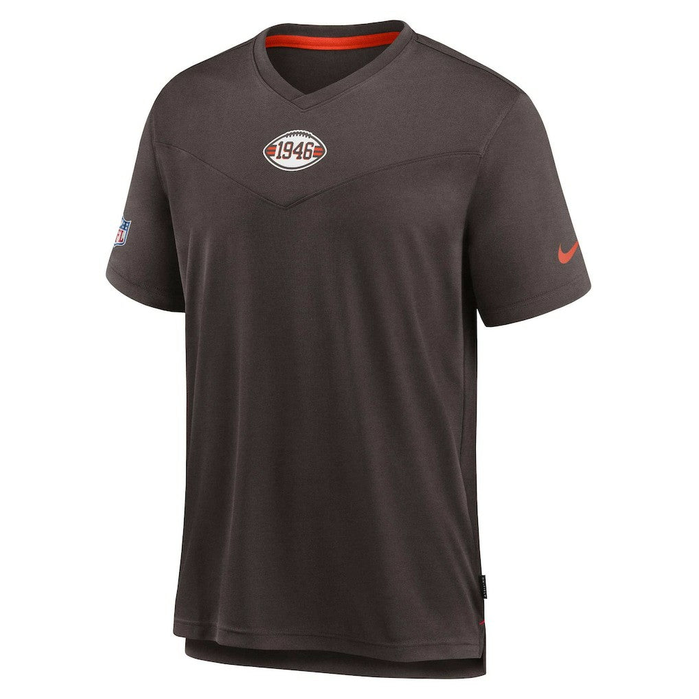 Cleveland Browns Sideline Coaches Vintage Chevron Performance V-Neck T-Shirt | NFL Discount
