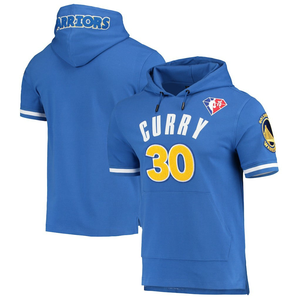 Royal Stephen Curry Golden State Warriors Pro Standard Name & Number Short Sleeve Pullover Hoodie sale | NBA