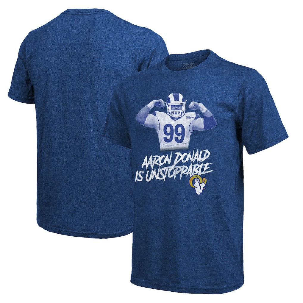 Los Angeles Rams Aaron Donald  Majestic Threads Tri-Blend Player Graphic T-Shirt | NFL New