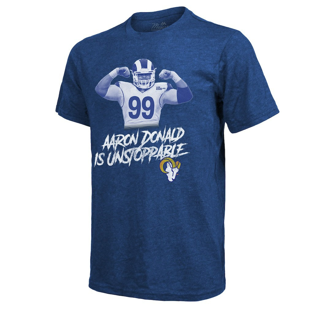 Los Angeles Rams Aaron Donald  Majestic Threads Tri-Blend Player Graphic T-Shirt | NFL New