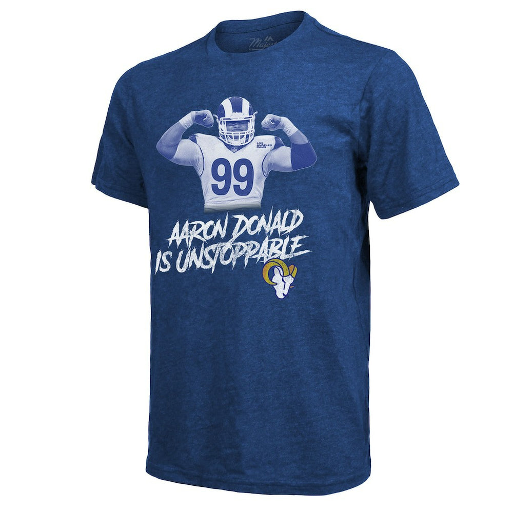 Los Angeles Rams Aaron Donald  Majestic Threads Tri-Blend Player Graphic T-Shirt | NFL New