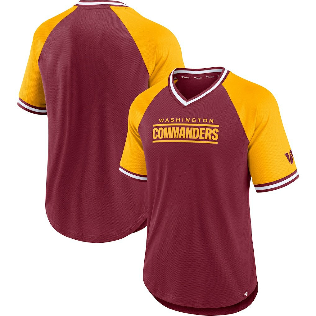 Washington Commanders Second Wind Raglan V-Neck T-Shirt | NFL Hot