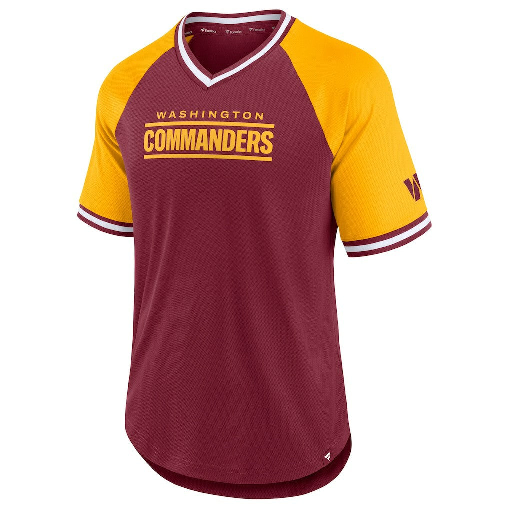 Washington Commanders Second Wind Raglan V-Neck T-Shirt | NFL Hot