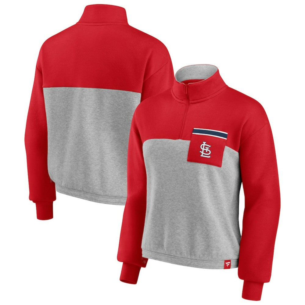 St. Louis Cardinals Fanatics Women's Iconic Cinch Waist Quarter-Zip Top - MLB Tops