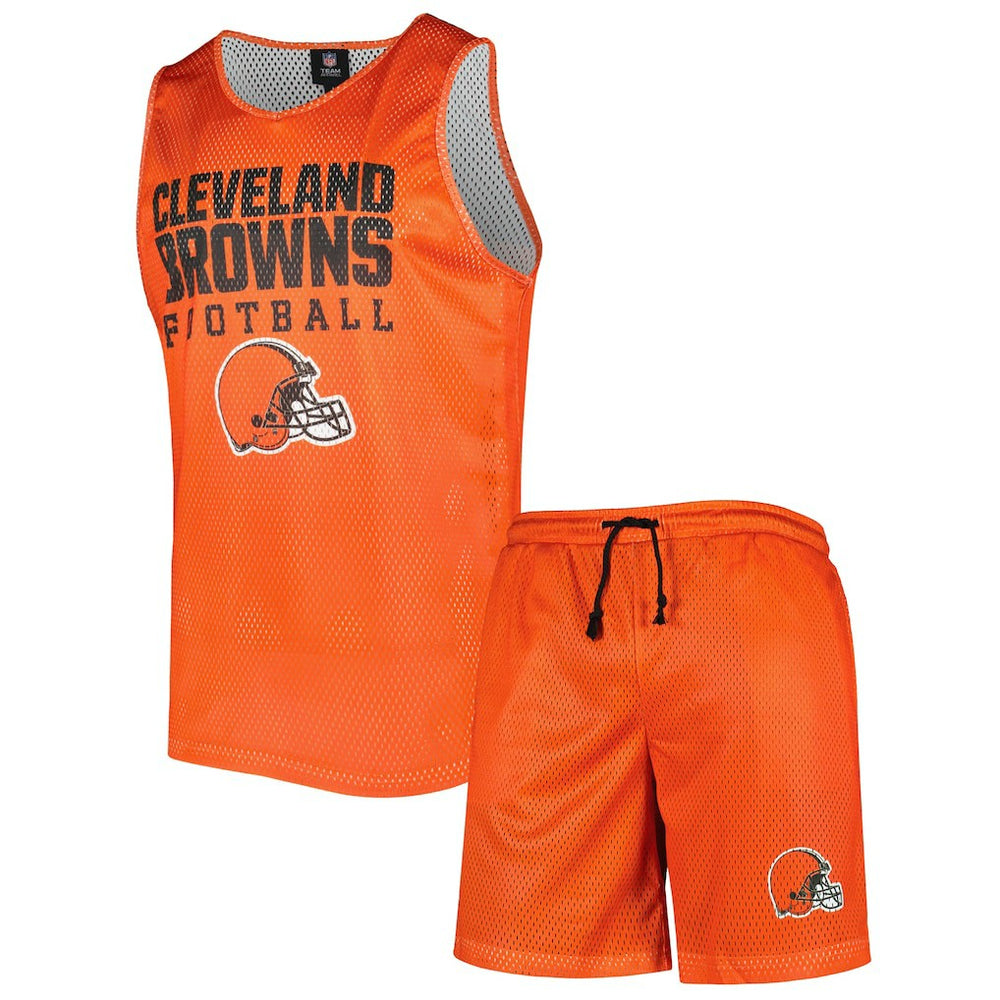 Cleveland Browns FOCO Colorblock Mesh V-Neck & Shorts Set | NFL US