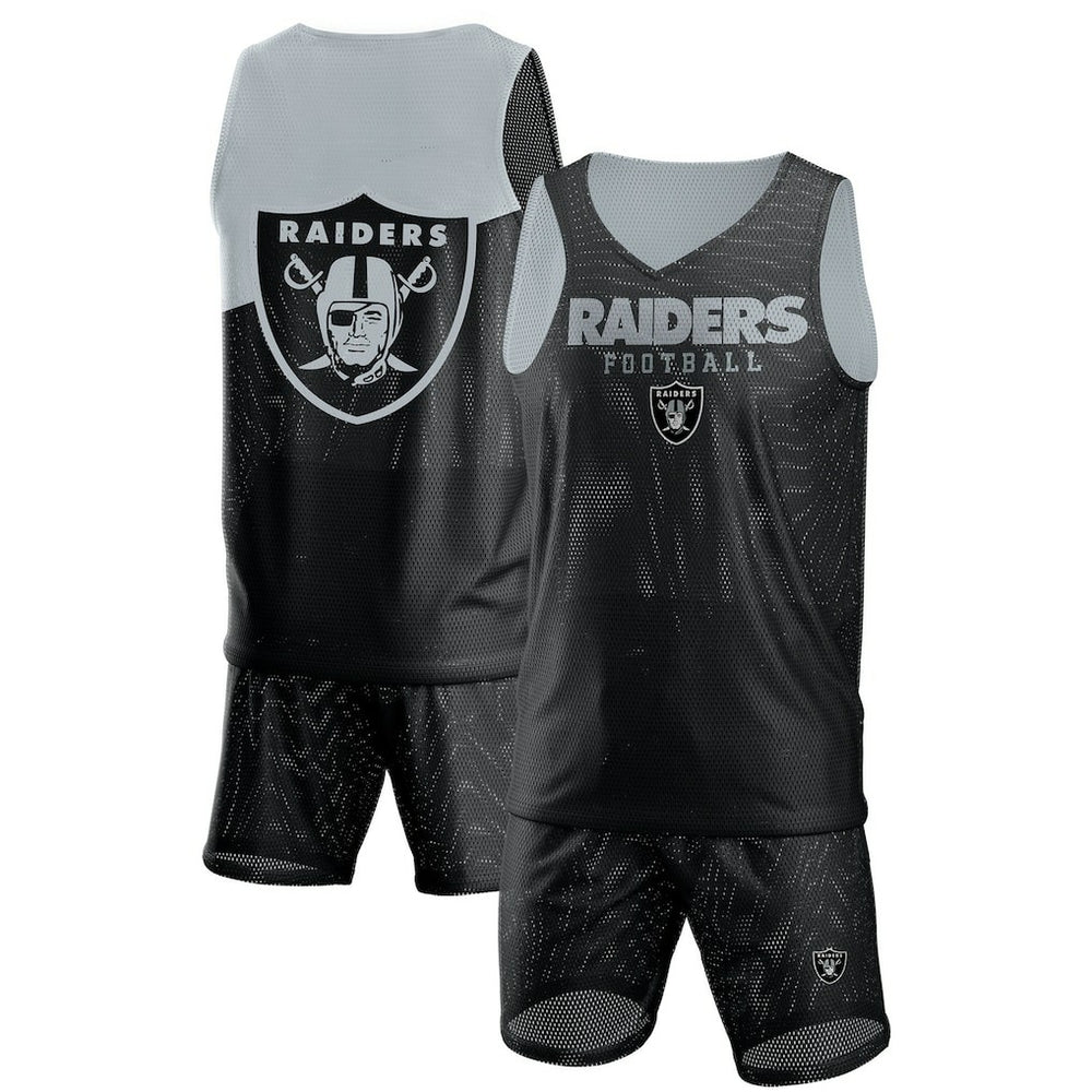 Las Vegas Raiders FOCO Colorblock Mesh V-Neck & Shorts Set | NFL Sale