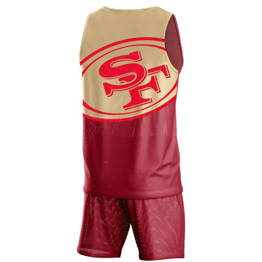 San Francisco 49ers FOCO Colorblock Mesh V-Neck & Shorts Set | NFL New