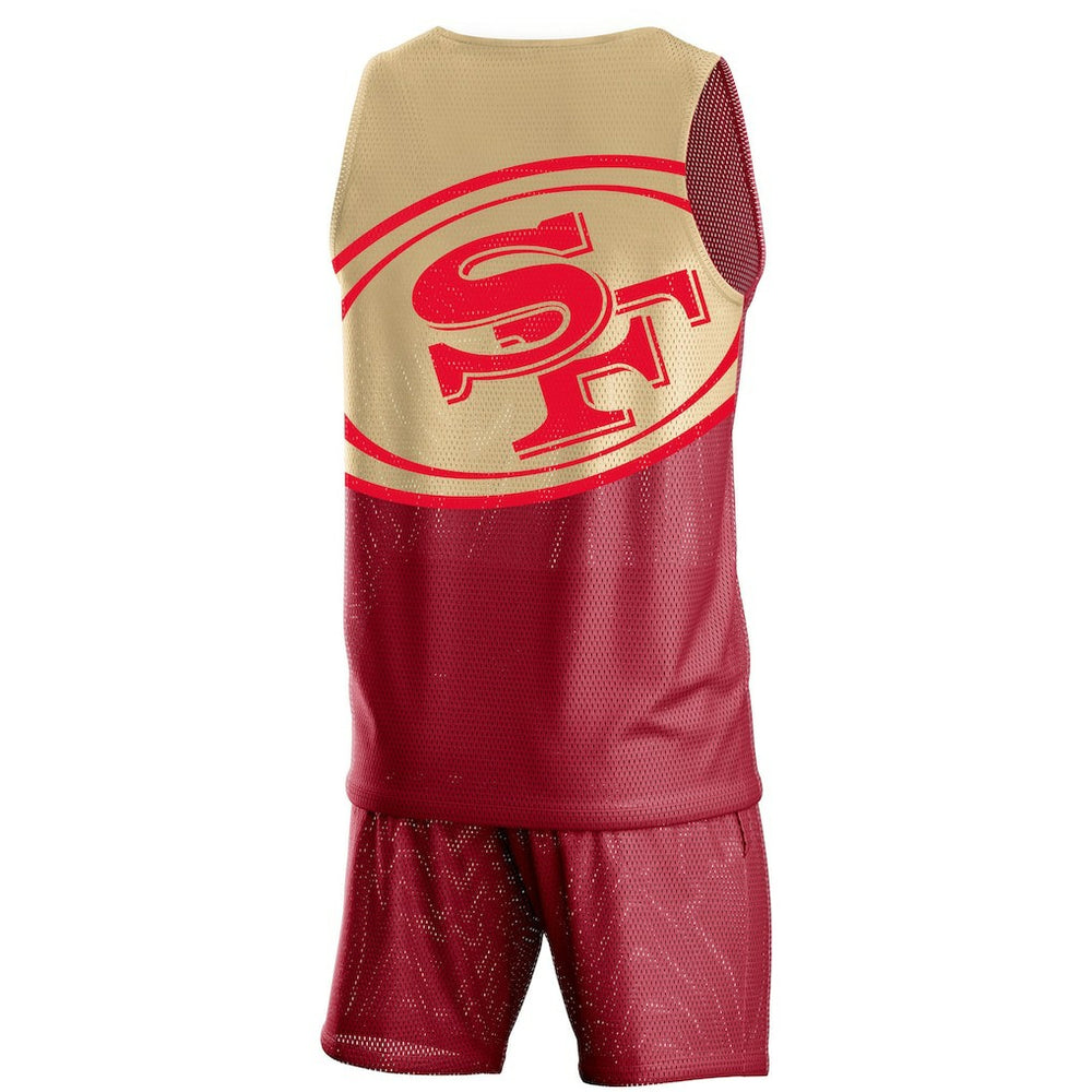 San Francisco 49ers FOCO Colorblock Mesh V-Neck & Shorts Set | NFL New