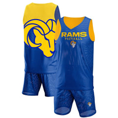 Los Angeles Rams FOCO Colorblock Mesh V-Neck & Shorts Set | NFL New