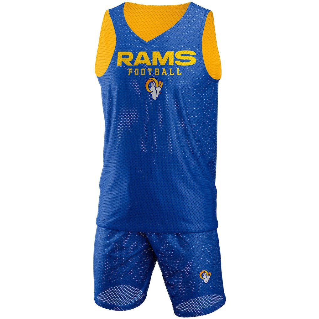 Los Angeles Rams FOCO Colorblock Mesh V-Neck & Shorts Set | NFL New