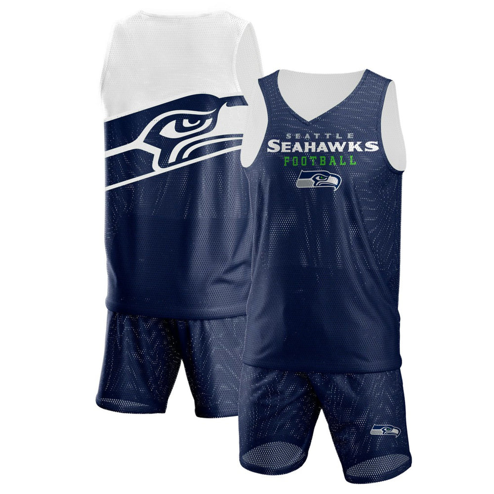 Seattle Seahawks FOCO Colorblock Mesh V-Neck & Shorts Set | NFL Sale