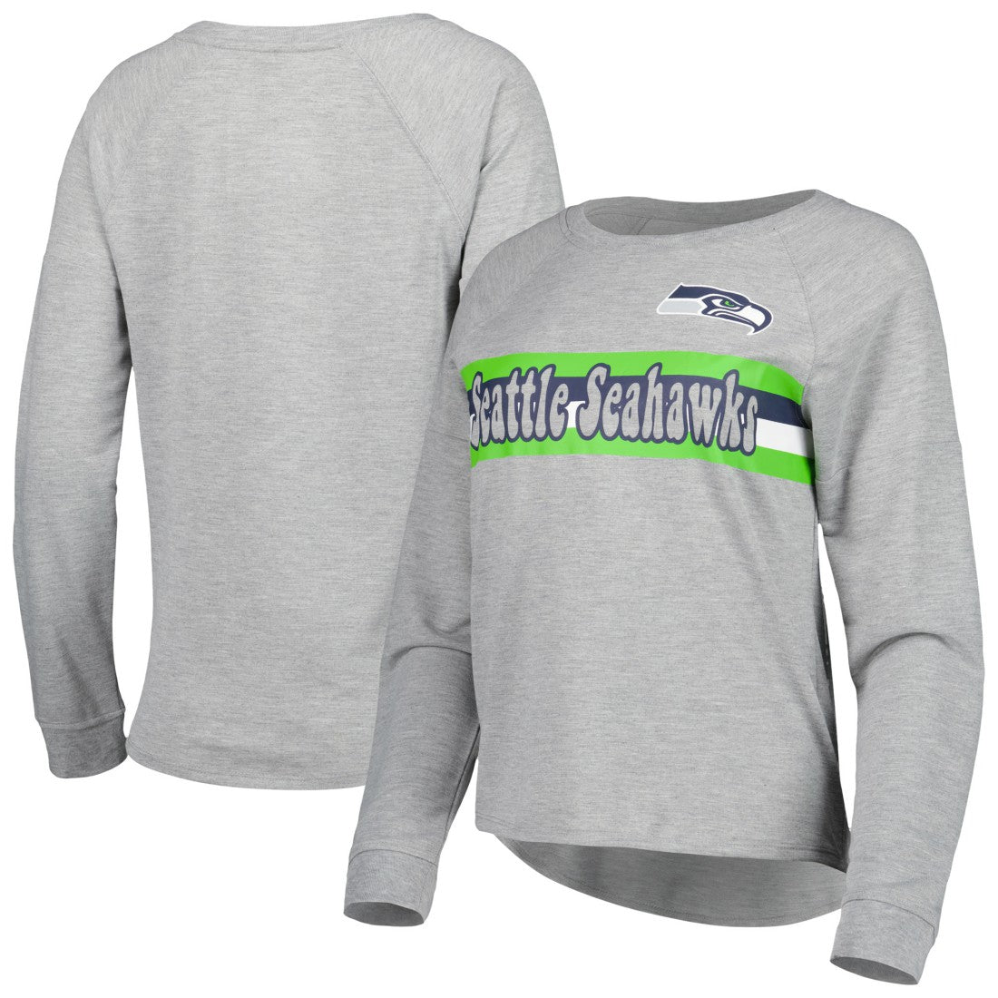 Seattle Seahawks Juniors All Striped Up Raglan Long Sleeve T-Shirt | NFL Hot