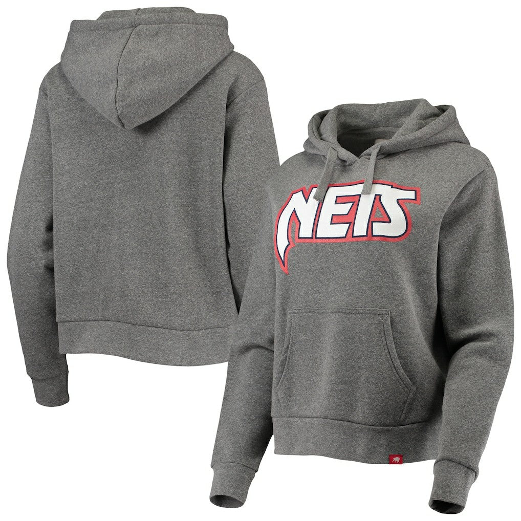 Heathered Gray Brooklyn Nets Sportiqe Women's Moments Mixtape Ava Tri-Blend Pullover Hoodie | NBA