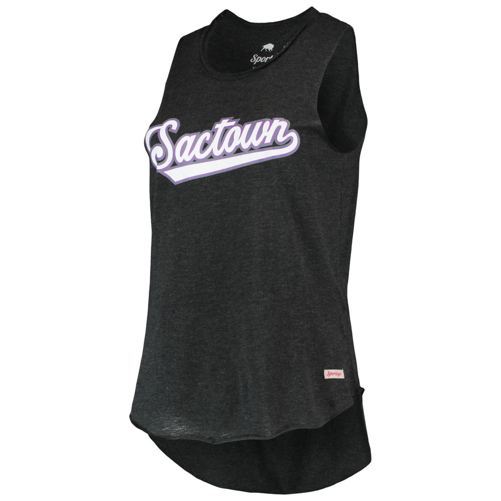 Black Sacramento Kings Sportiqe Women's Sactown Janie Tri-Blend Tank Top | NBA