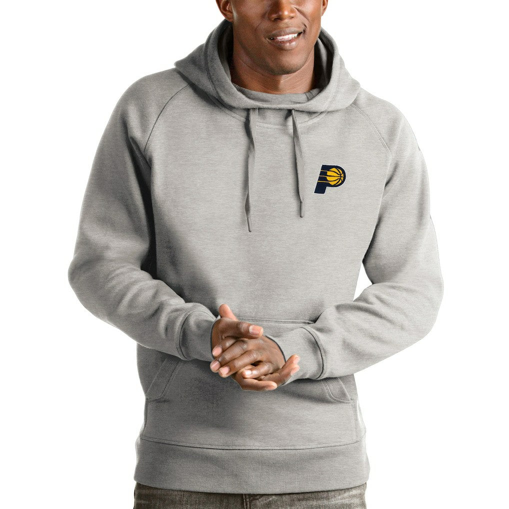 Heathered Gray Indiana Pacers Antigua Victory Pullover Hoodie | NBA