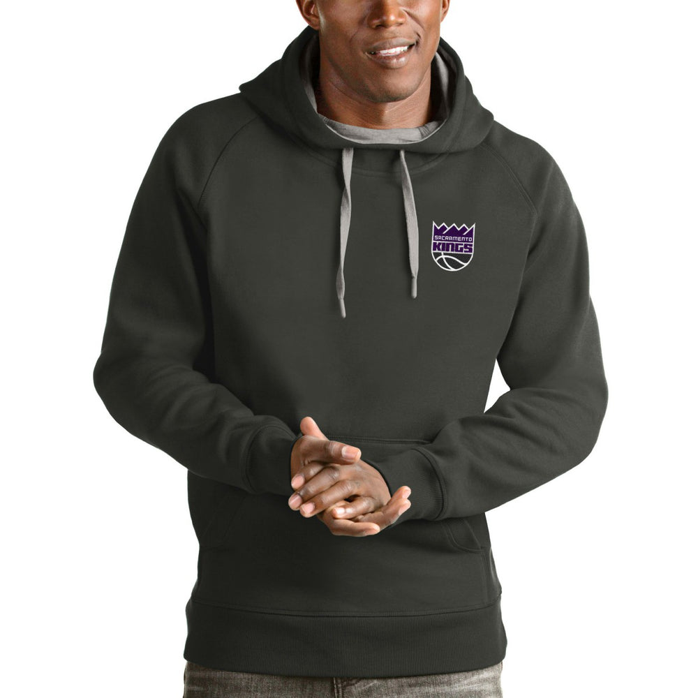 Charcoal Sacramento Kings Antigua Victory Pullover Hoodie | NBA
